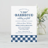 Invitation Réception de mariage Navy Gingham 'I Do BBQ' (Debout devant)