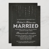 Invitation Réception de mariage noir et argent pailleté uniqu (Devant / Derrière)