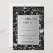 Invitation Réception de mariage noir et blanc (Devant)