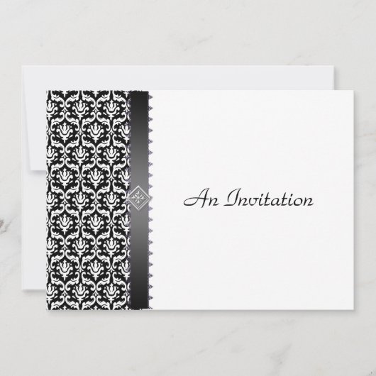 Invitation Réception de mariage noir et blanc (Devant)