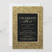 Invitation Réception de mariage noir et or (Devant)