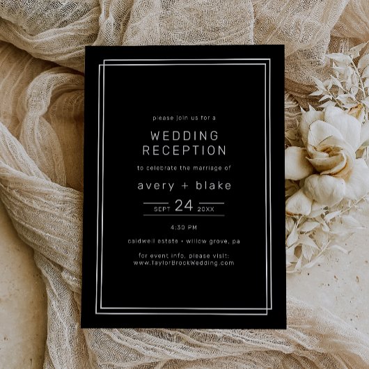 Invitation Réception de mariage noir très moderne
