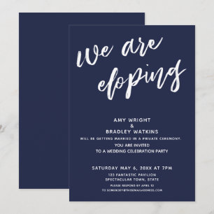 Invitation Réception de mariage Nous nous enfuyons en bleu ma