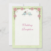 Invitation Réception de mariage Oiseaux bleus mignons et Rose (Dos)