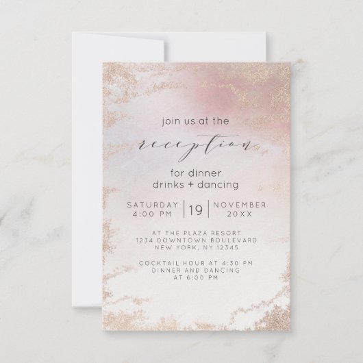 Invitation Réception de mariage Ombre Blush Pink Frosted Foil (Devant)