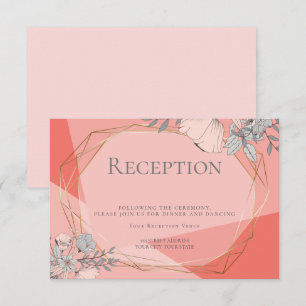 Invitation Réception de mariage OnTrend Cadre doré floral cor