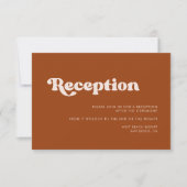Invitation Réception de mariage orange brûlé rétro chic (Devant)