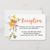 Invitation Réception de mariage orange floral Fleurs roses de (Devant)