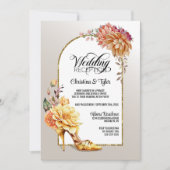 Invitation Réception de mariage Orange Gold Floral Arch (Devant)