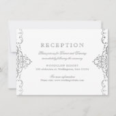 Invitation Réception de mariage ornée et élégante en argent (Devant)