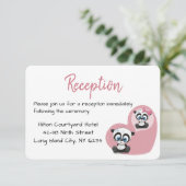 Invitation Réception de mariage Ourson panda rose cœur (Debout devant)