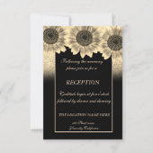 Invitation Réception de mariage pailleté or et tournesols (Devant)
