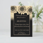 Invitation Réception de mariage pailleté or et tournesols (Debout devant)
