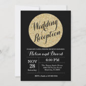 Invitation Réception de mariage Parties scintillant d'or noir (Devant)