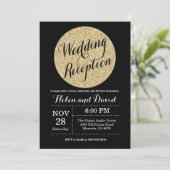 Invitation Réception de mariage Parties scintillant d'or noir (Debout devant)