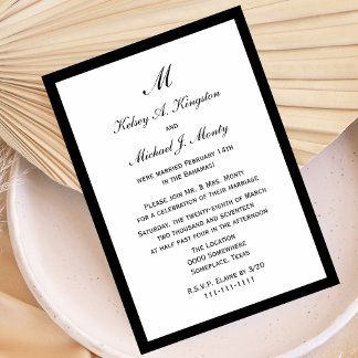 Invitation Réception De Mariage Pas Chère Après-Mariage Blanc