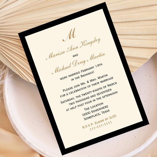 Invitation Réception de mariage peu coûteuse après le mariage