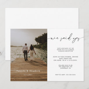 Invitation Réception de mariage photo de script moderne uniqu