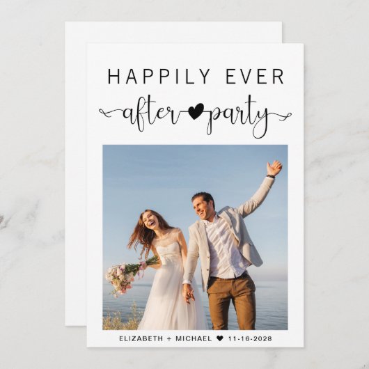 Invitation Réception de mariage photo moderne (Devant / Derrière)