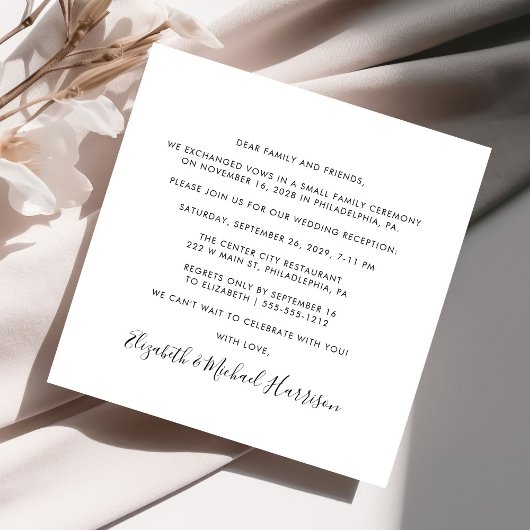 Invitation Réception de mariage photo moderne