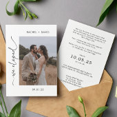 Invitation Réception de mariage photo Nous nous sommes enfuis