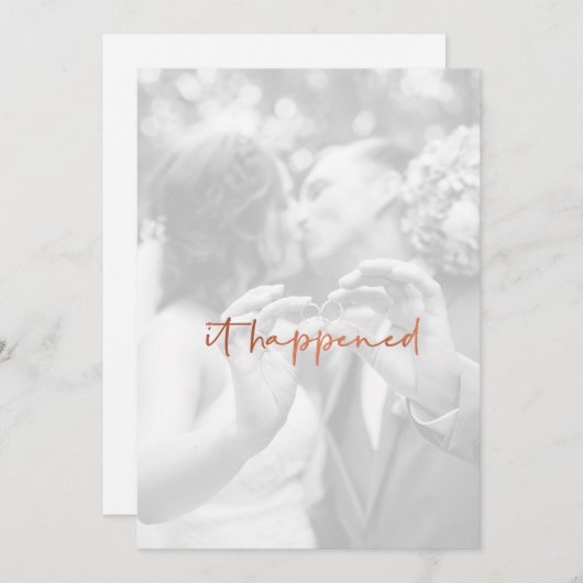 Invitation Réception de mariage photo or rose moderne (Devant / Derrière)