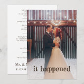 Invitation Réception de mariage photo rustique Boho (Devant / Derrière)