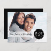 Invitation Réception de mariage photo simple à deux monogramm (Devant / Derrière)