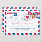 Invitation Réception de mariage post Espagne Air Mail (Devant / Derrière)