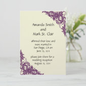 Invitation Réception de mariage post Violet Magenta et Ivoire (Debout devant)