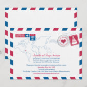 Invitation Réception de mariage postale des Bahamas par avion (Devant / Derrière)