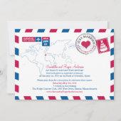 Invitation Réception de mariage postale par avion Espagne (Devant)