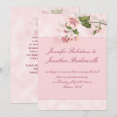 Invitation Réception de mariage postérieur aux fleurs roses à (Devant / Derrière)