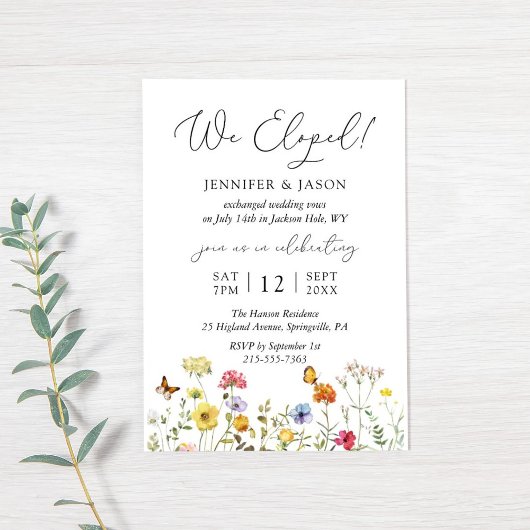 Invitation Réception de mariage pour fleur sauvage Botanical 