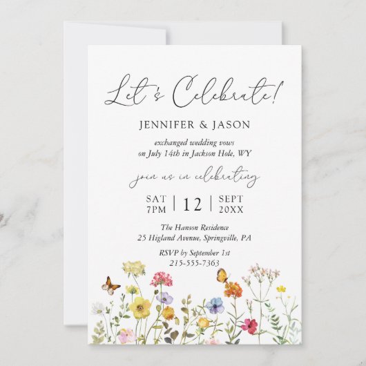 Invitation Réception de mariage pour fleur sauvage Botanical (Devant)