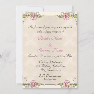 Invitation Réception de mariage printanier aux roses peintes