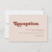 Invitation Réception de mariage rétro chic rose pêche élégant (Devant)