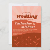 Invitation Réception de mariage rétro Fleur sauvage Super Ora (Devant)