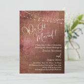 Invitation Réception de mariage rétro Pink & Burlap Nous nous (Debout devant)