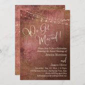 Invitation Réception de mariage rétro Pink & Burlap Nous nous (Devant / Derrière)