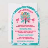 Invitation Réception de mariage rétro tropical flamant rose p (Devant)