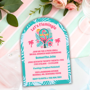 Invitation Réception de mariage rétro tropical flamant rose p