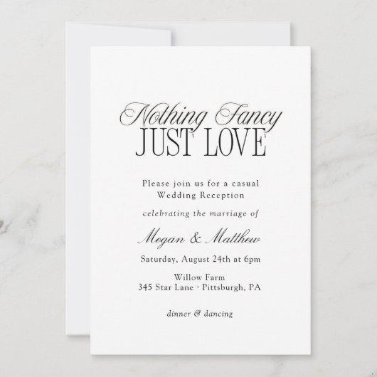 Invitation Réception de mariage : Rien de fantaisie, juste de (Devant)
