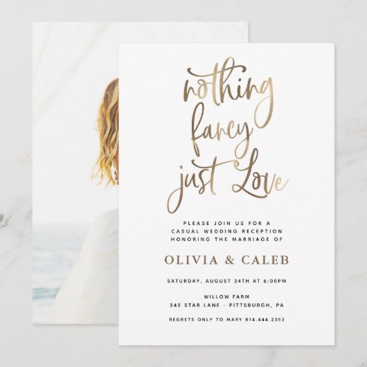 Invitation Réception de mariage Rien de fantaisiste juste de (Devant / Derrière)