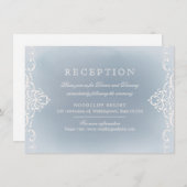 Invitation Réception de mariage romantique bleu-duché (Devant / Derrière)