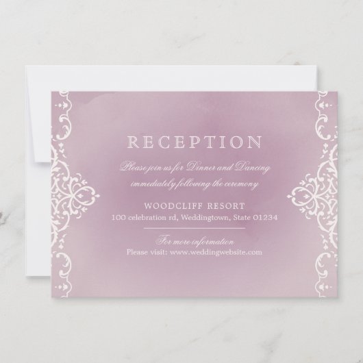 Invitation Réception de mariage romantique élégant mauve vint (Devant)