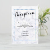 Invitation Réception de mariage romantique en marbre bleu (Debout devant)