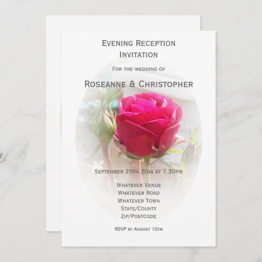 Invitation Réception de mariage rose (Devant / Derrière)