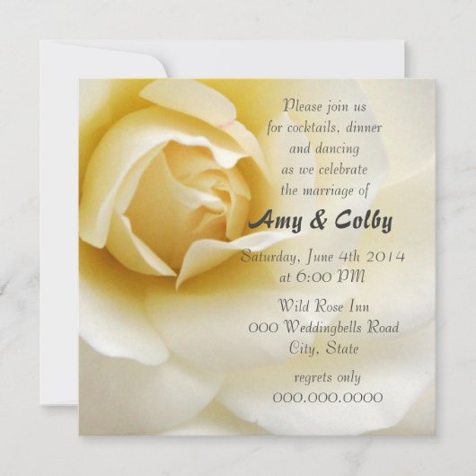 Invitation Réception de mariage rose blanche crémeuse unique (Devant)