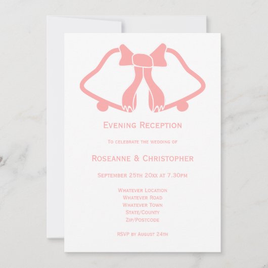 Invitation Réception de mariage rose cloches Ruban (Devant)